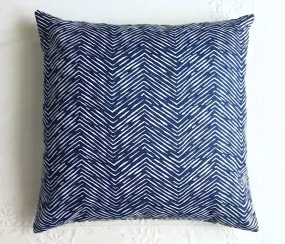 One Navy Herringbone Tweed Style Zippered Pillow Cover