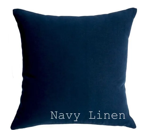 One Solid Navy Blue 100% Linen Decorative Zipper Pillow Cover / Dark Blue Linen Pillow 18x18 20x20 22x22 24x24 26x26 14x36 16x24