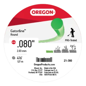 Oregon 0.080 in. Gatorline Round Trimmer Line, 1 LB. (416 FT.) Bulk Donut, Fits Stihl, Dewalt, Ryobi and Greenworks 21-380