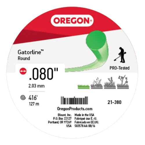 Oregon 0.080 in. Gatorline Round Trimmer Line, 1 LB. (416 FT.) Bulk Donut, Fits Stihl, Dewalt, Ryobi and Greenworks 21-380