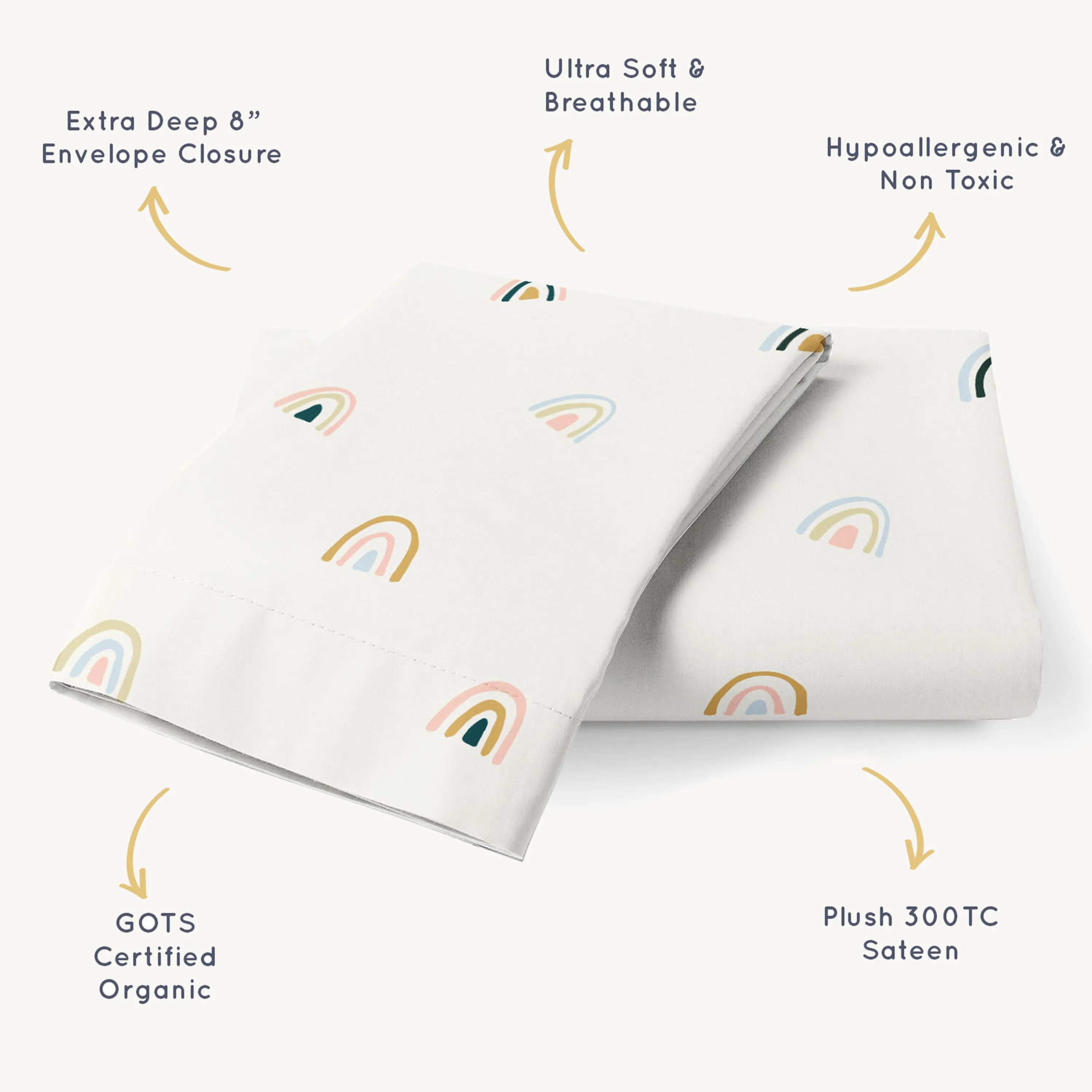 Organic Toddler Pillowcase - Rainbow