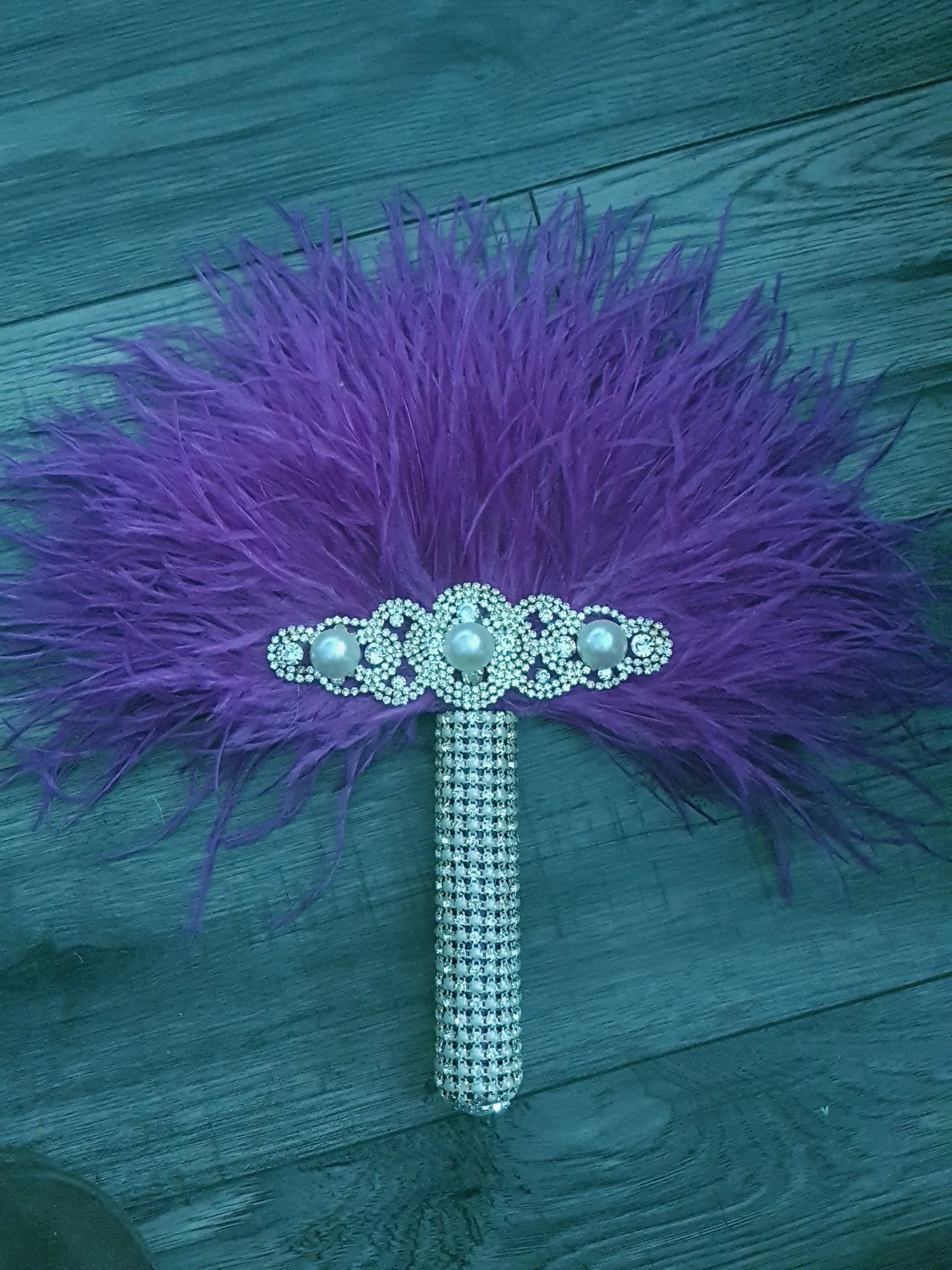 Ostrich PLUME Feather Fan   bouquet luxury  alternative  Bouquet  Great Gatsby wedding style -ANY COLOUR  Artificial bouquet