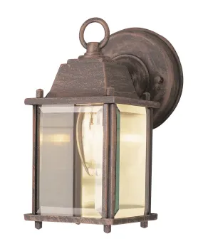 Patrician 1-Light Wall Lantern in Rust with Clear Beveled Glass