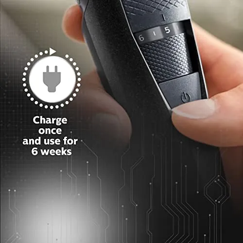 PHILIPS BT3241/15 Smart Beard Trimmer - Power adapt technology for precise trimming for Men- 20 settings; 90 min run time with Quick Charge, Grey and Black