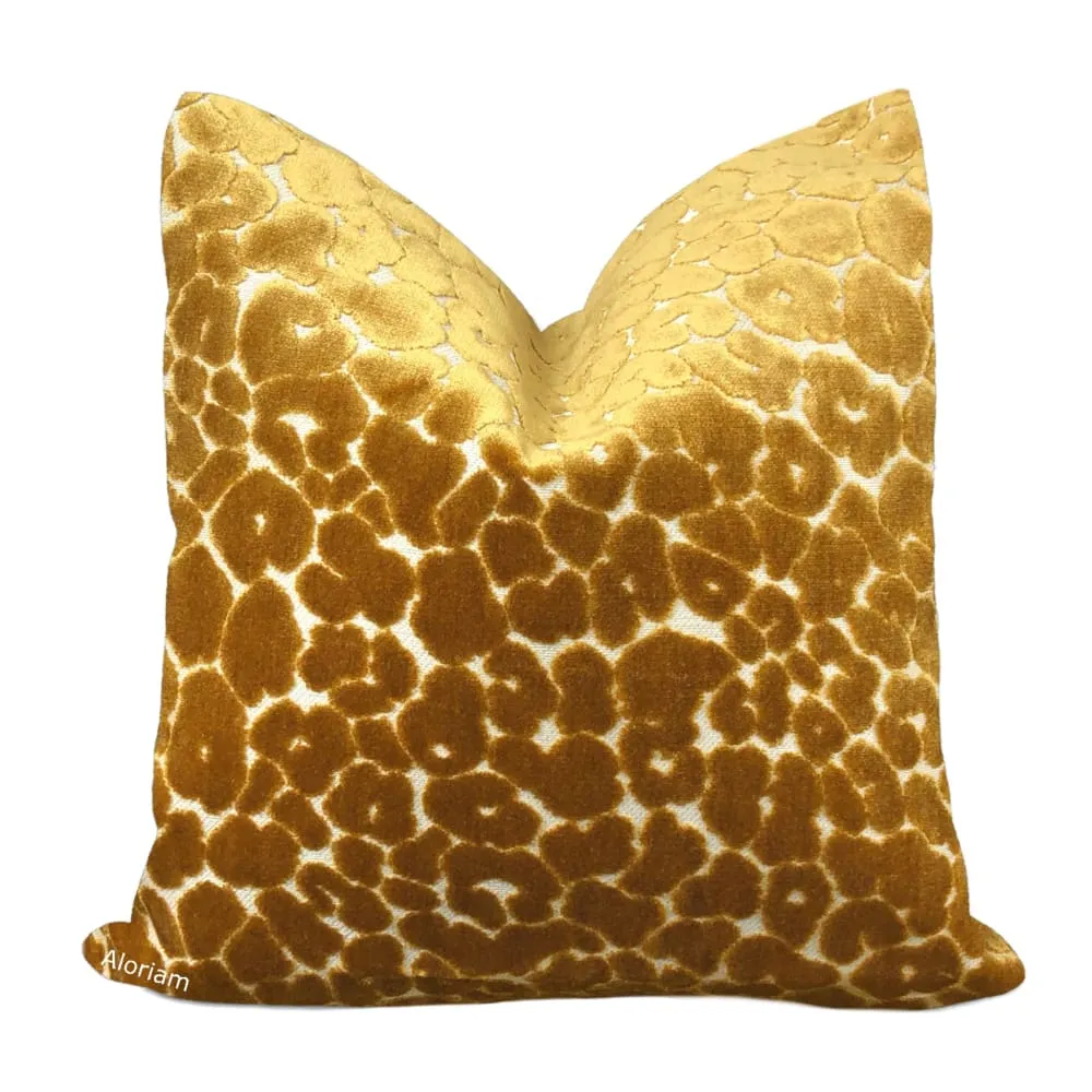 Phoebe Sahara Gold Leopard Velvet Pillow Cover