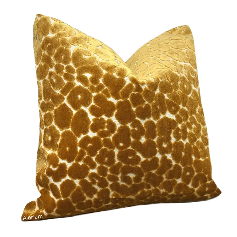 Phoebe Sahara Gold Leopard Velvet Pillow Cover