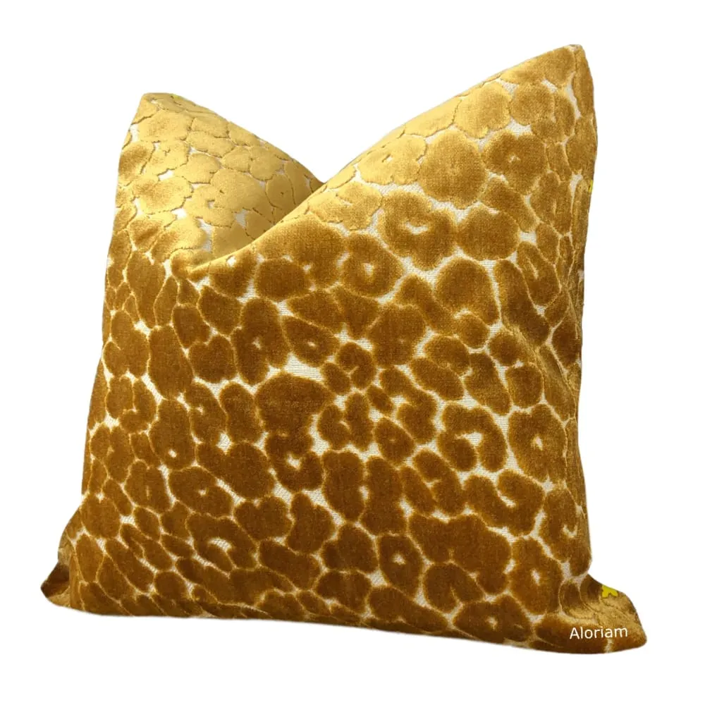 Phoebe Sahara Gold Leopard Velvet Pillow Cover