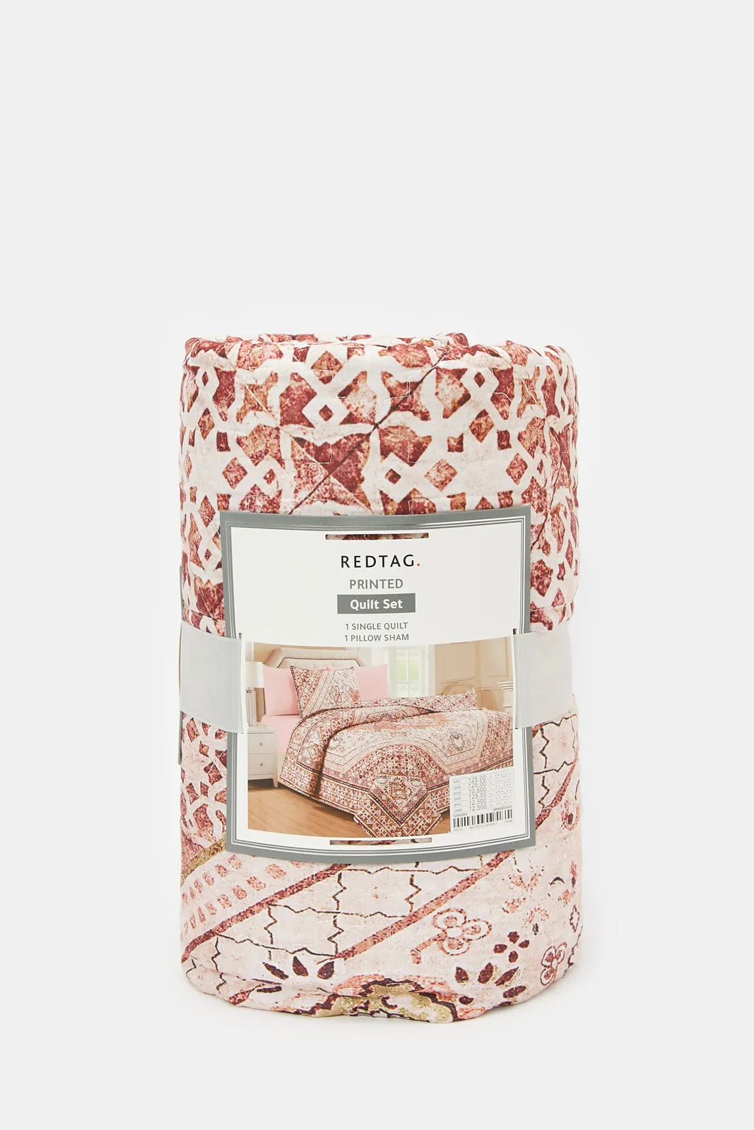 Pink 2-Piece Printed Quilt (Single Size)