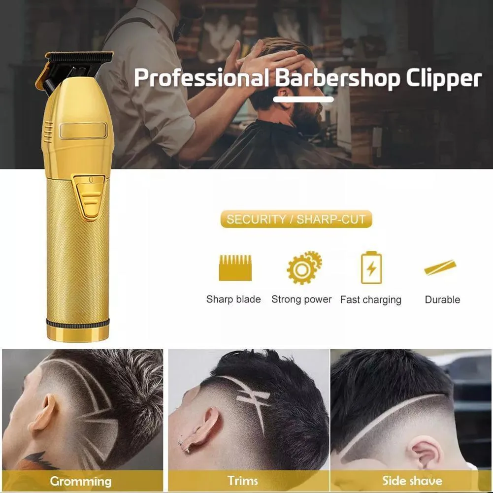 Professional Hair Trimmer Gold For Men Rechargeable Barber Cordless