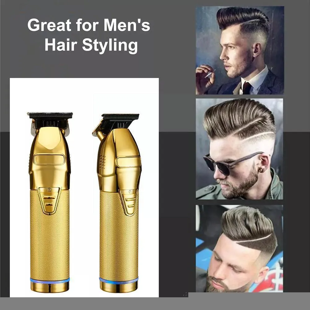 Professional Hair Trimmer Gold For Men Rechargeable Barber Cordless