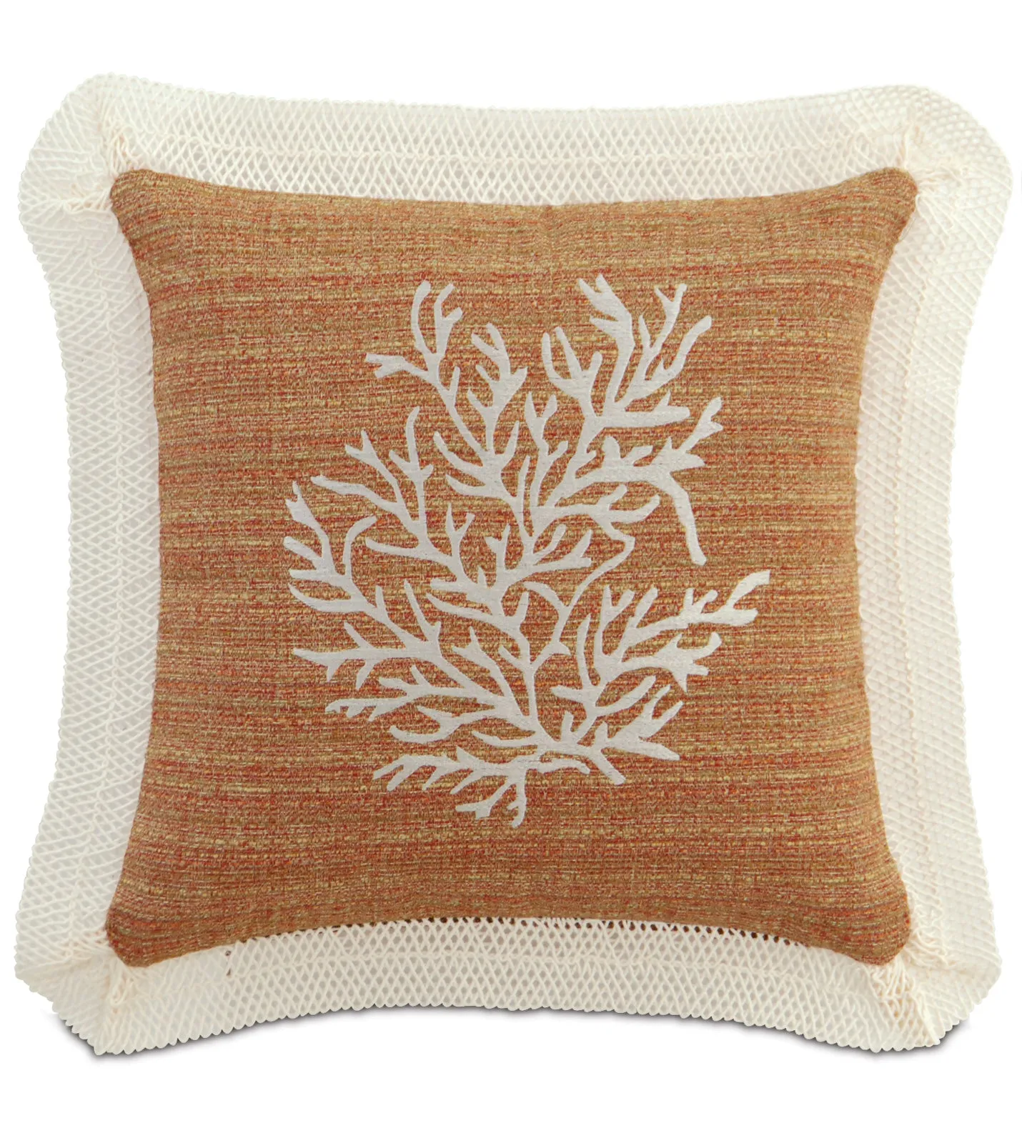 Provo Embroidered Coral Throw Pillow Cover 18x18