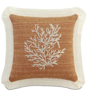 Provo Embroidered Coral Throw Pillow Cover 18x18