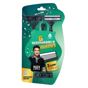 Pursonic Mario Lopez 6 Disposable Razors - 3 Blade Shaving Surface Technology