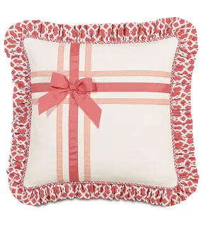 Ribbon Ruffled Fringe Throw Pillow Cover 16x16