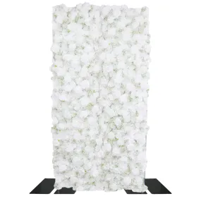 Roll Up Roses and Baby's Breath Flower Wall Backdrop 8ft x 4ft - White