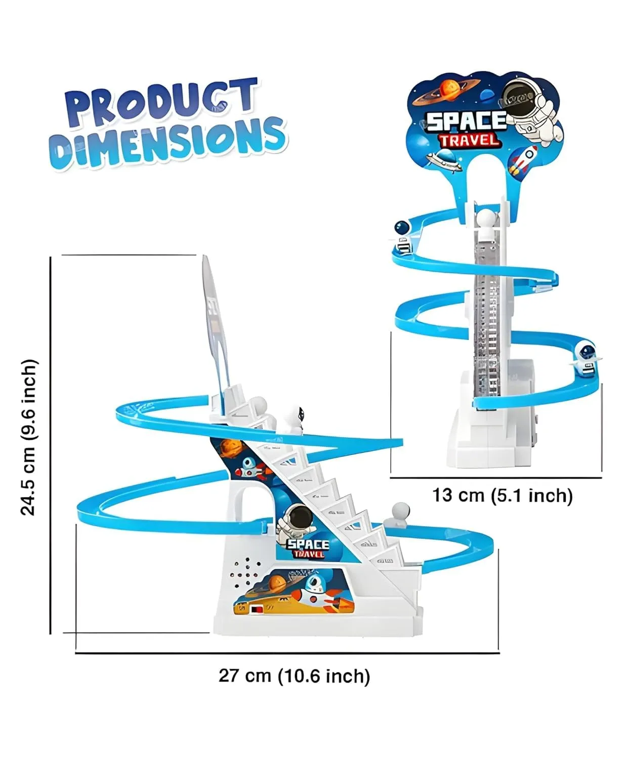 Royals Hub Astronaut Slide Toy Set Climbing Cartoon Race Track Set Little Lovely Astronaut Slide Toy With 3 Space Led Flashing Lights And Music, Funny Automatic Stair, Musical Toys For Kids