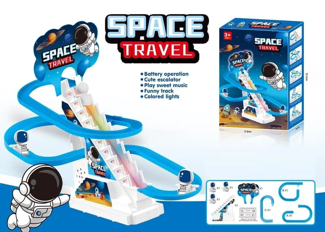 Royals Hub Astronaut Slide Toy Set Climbing Cartoon Race Track Set Little Lovely Astronaut Slide Toy With 3 Space Led Flashing Lights And Music, Funny Automatic Stair, Musical Toys For Kids