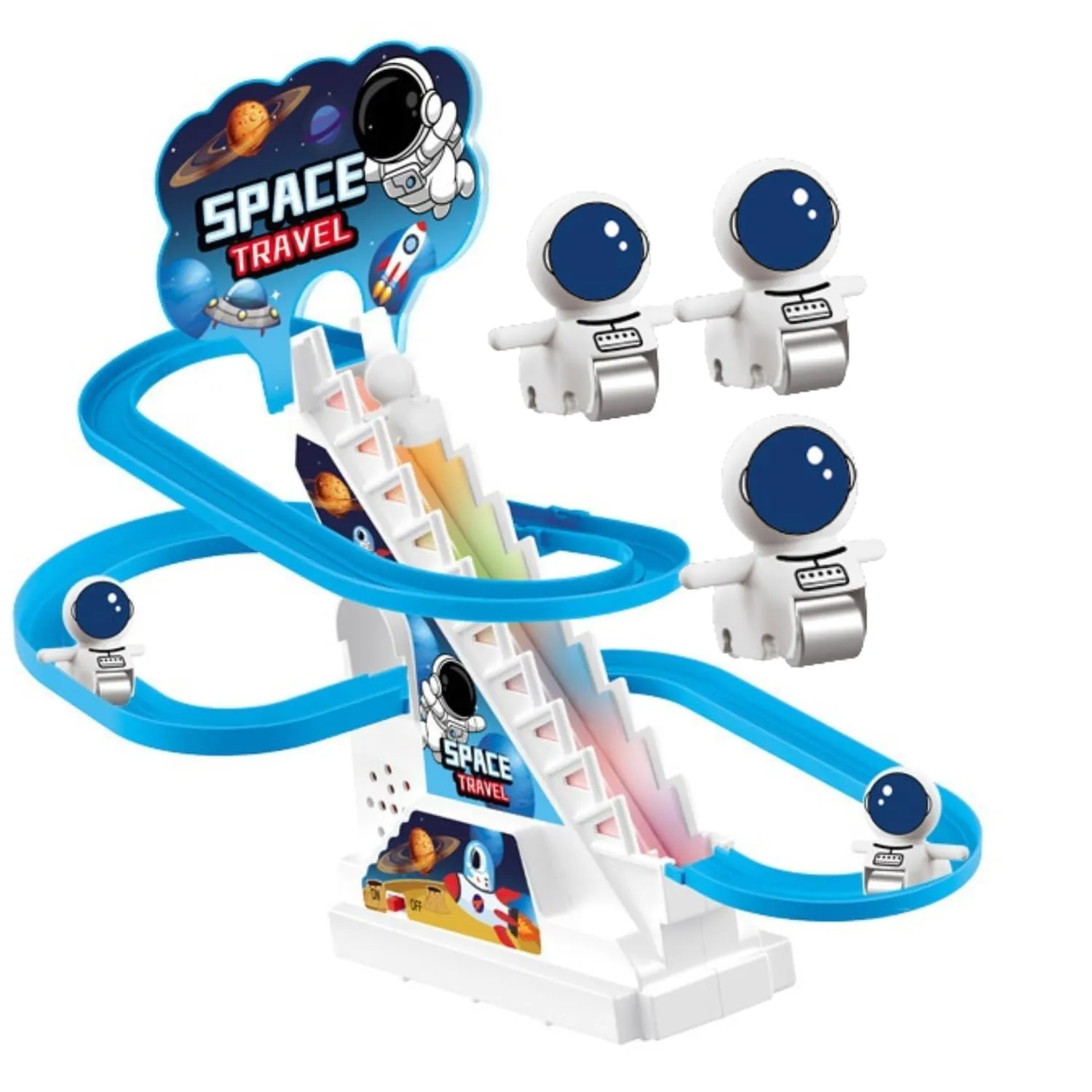 Royals Hub Astronaut Slide Toy Set Climbing Cartoon Race Track Set Little Lovely Astronaut Slide Toy With 3 Space Led Flashing Lights And Music, Funny Automatic Stair, Musical Toys For Kids