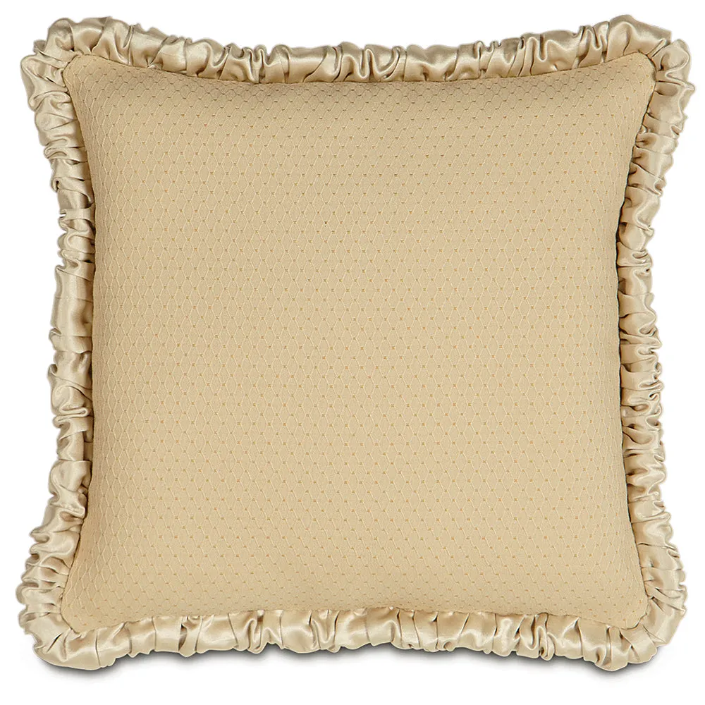 Ruched Welt Gold Luxury Woven Throw Pillow Cover 16x16