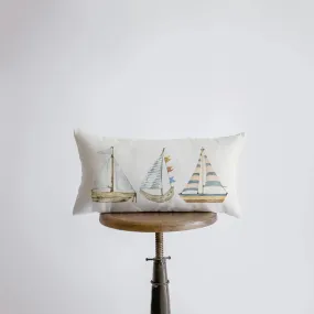 Sail Boats | 20x10 | Watercolor | Throw Pillow | Home Décor | Coastal Décor | Nautical | Ocean | Accent Pillow Cover | Beach | Sea