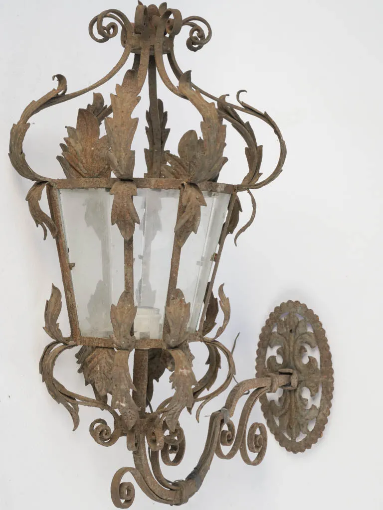 Set of 5 19th-century Italian outdoor wall lanterns w/ scrolls & leaves 23¾"