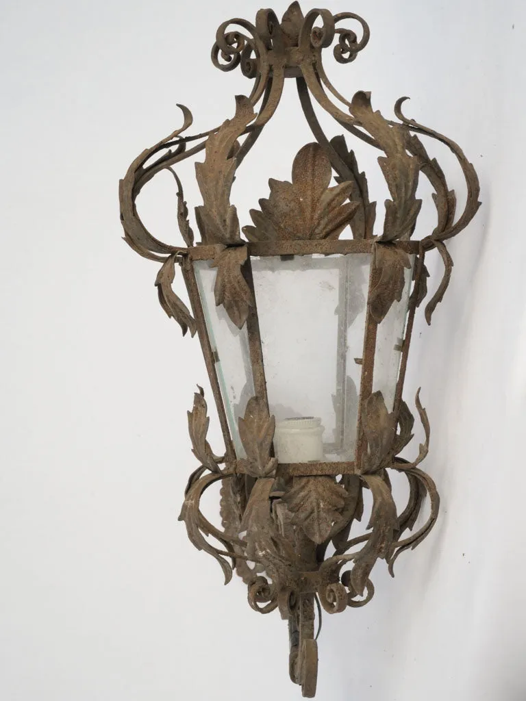 Set of 5 19th-century Italian outdoor wall lanterns w/ scrolls & leaves 23¾"