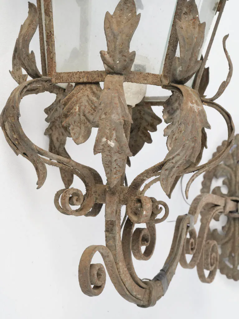 Set of 5 19th-century Italian outdoor wall lanterns w/ scrolls & leaves 23¾"