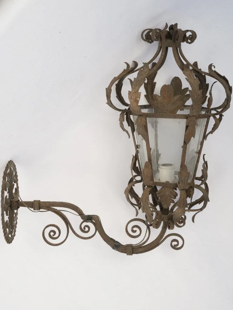 Set of 5 19th-century Italian outdoor wall lanterns w/ scrolls & leaves 23¾"