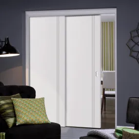 Sierra Blanco Staffetta Twin Telescopic Pocket Doors - White Painted