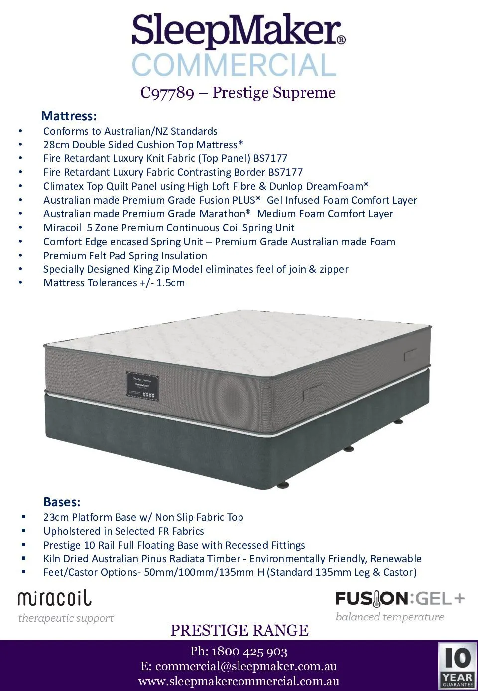 SleepMaker Prestige Supreme Miracoil 5 Zone Double Sided Mattress - Medium