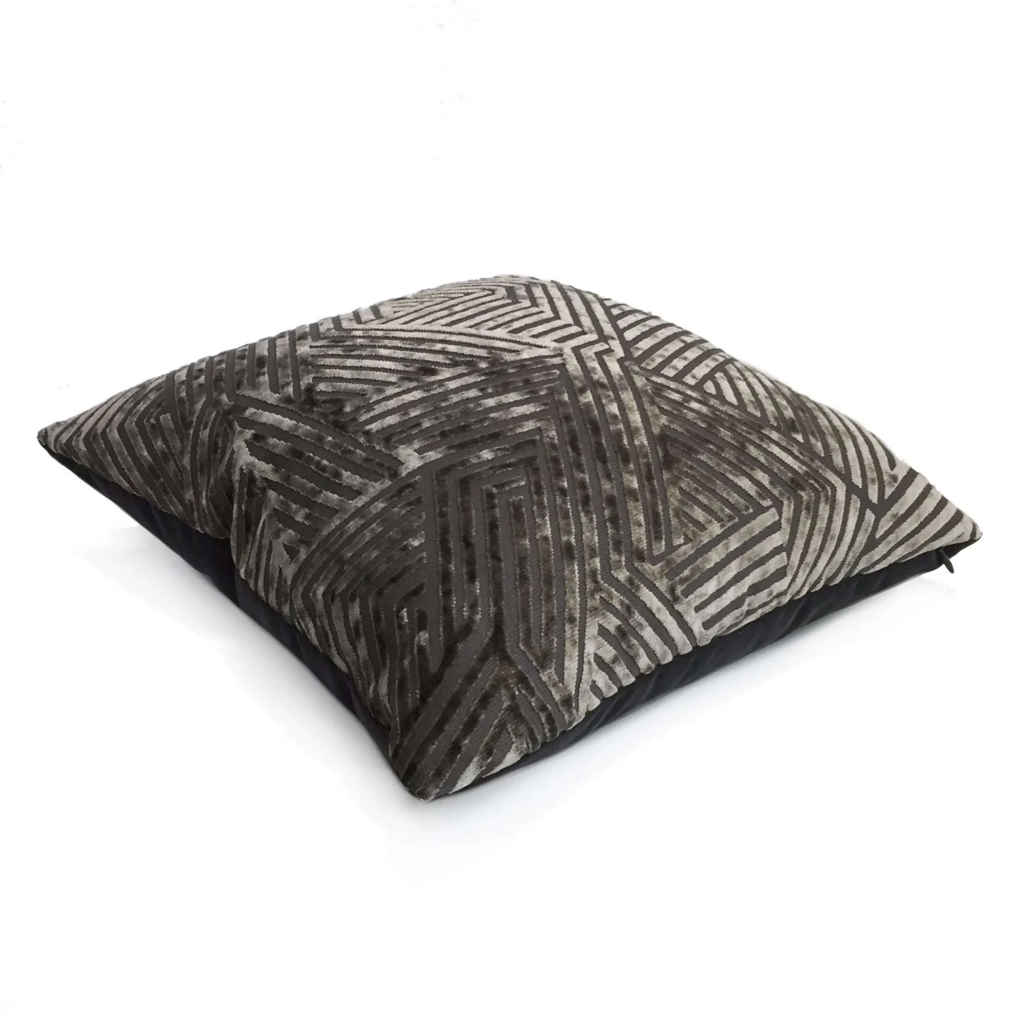 Soho Pewter Gray Cut Velvet Geometric Lines Pillow Cover