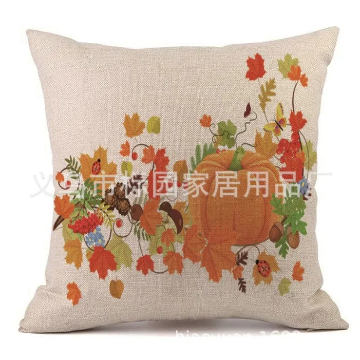 Square Cloth Pillow Covers with Pumpkin Images pack of 2