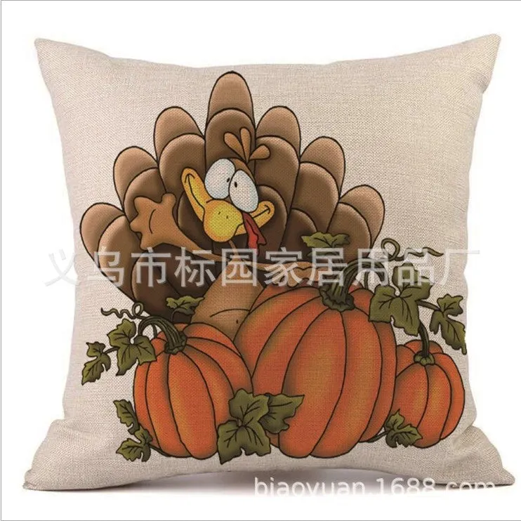 Square Cloth Pillow Covers with Pumpkin Images pack of 2