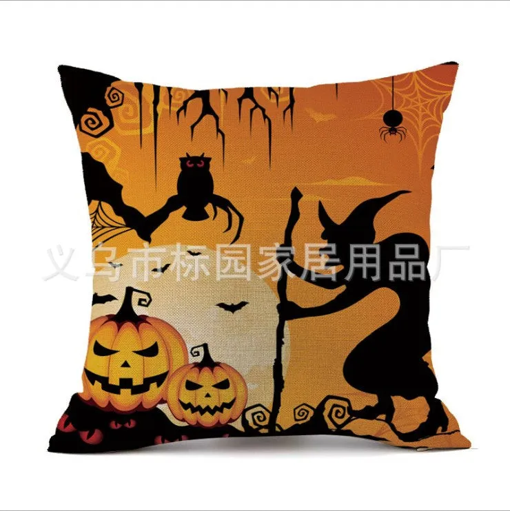 Square Cloth Pillow Covers with Pumpkin Images pack of 2