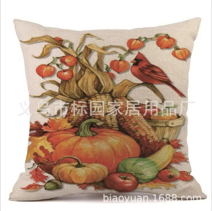 Square Cloth Pillow Covers with Pumpkin Images pack of 2