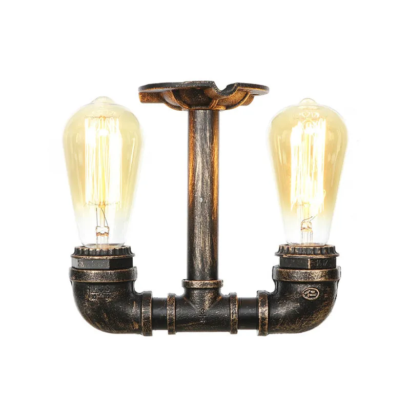 Steampunk Pipe Close to Ceiling Light in Bronze for Living Room