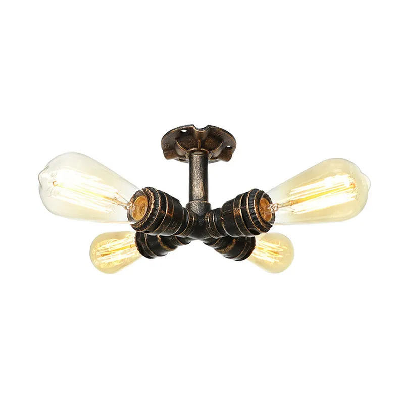 Steampunk Pipe Close to Ceiling Light in Bronze for Living Room