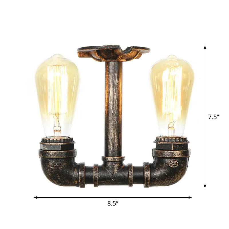 Steampunk Pipe Close to Ceiling Light in Bronze for Living Room