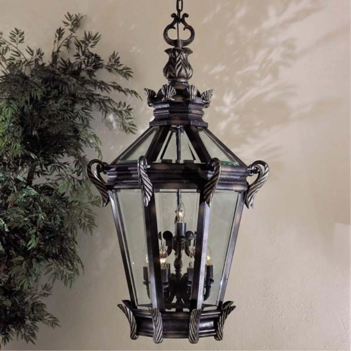 Stratford Hall 9 lights 25 in. Outdoor Hanging Lantern Heritage & Gold finish