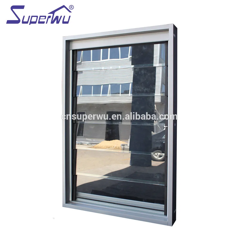 Superwu Australian Standard Aluminium Glass Shutter louver Window with Mosquito Net