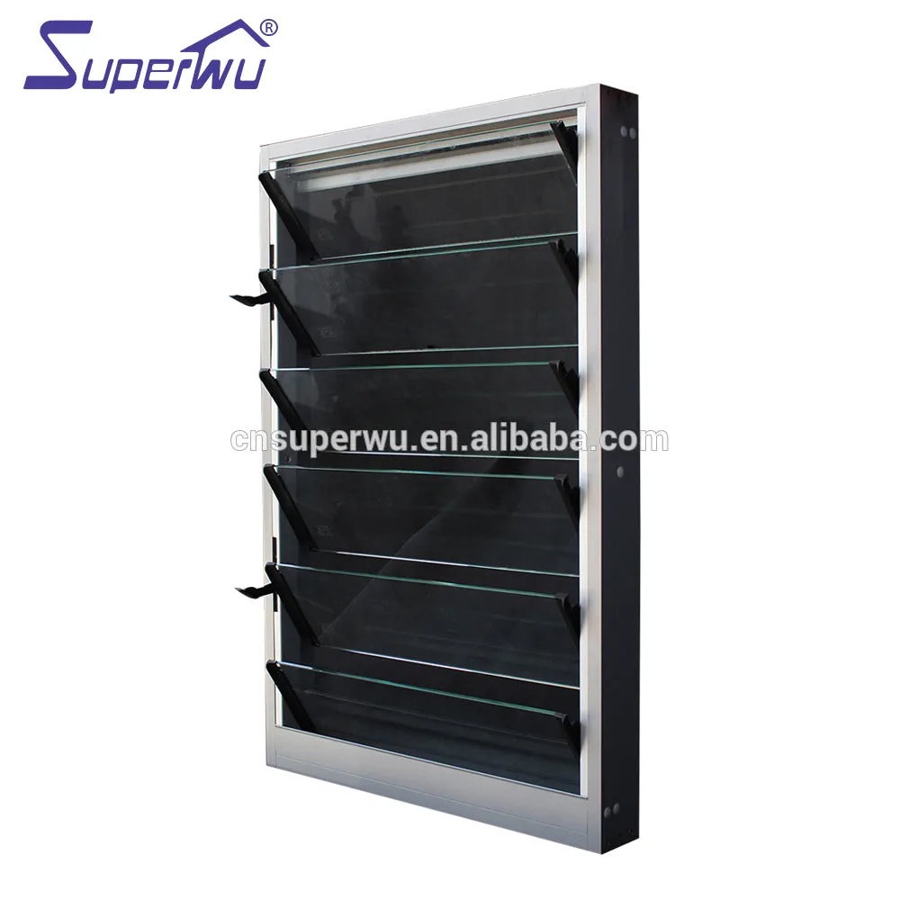 Superwu Australian Standard Aluminium Glass Shutter louver Window with Mosquito Net