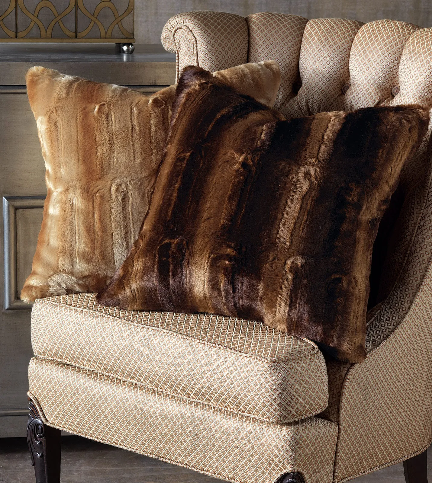 Sydney Faux Fur Throw Pillow Cover in Chocolate 20x20