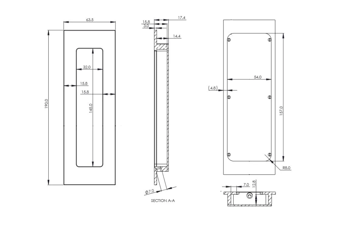 Tall Double Lipped Flush/Pull Handle