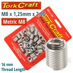 Tork Craft Thread Repair Kit M8 X 1.25 X 2.0D Repl. Inserts For Nr5008