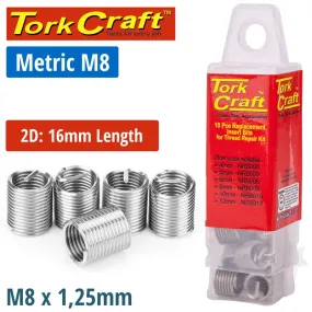 Tork Craft Thread Repair Kit M8 X 2D Replacement Inserts 10Pce