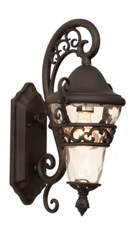 Transitional Anastasia Outdoor 1-Light Small Wall Bracket in Textured Matte Black