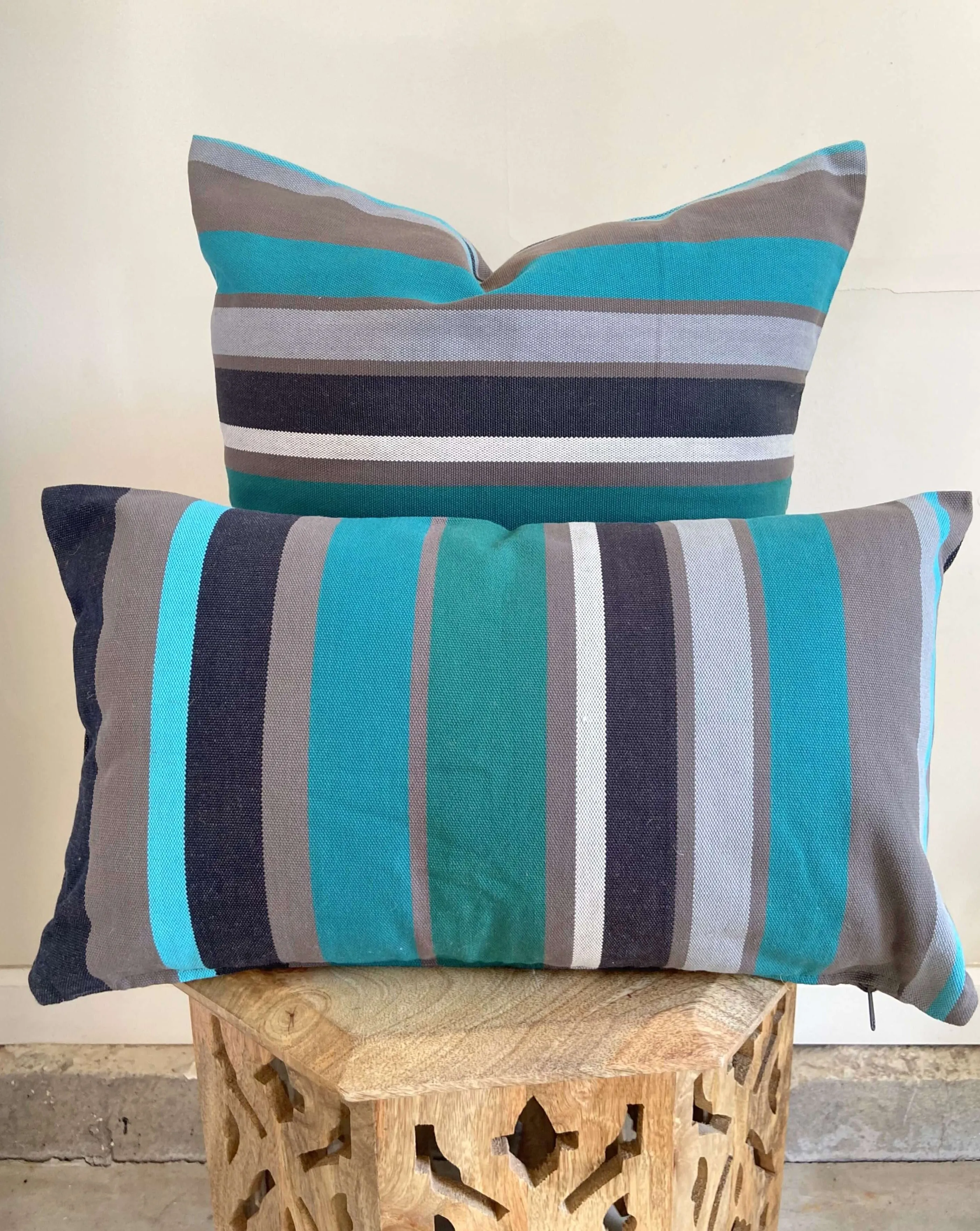 Turquoise Blue Striped Pillow Cover | TURQUOISE