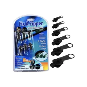 Universal Zipper Repair Kit - Black (Set of 6 for Quick Repairs)