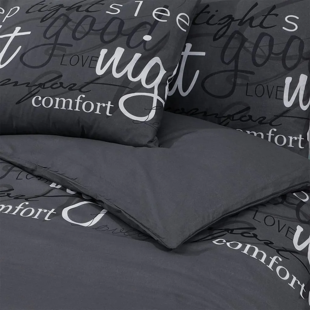 vidaXL Duvet Cover Set Black 155x220 cm Cotton