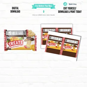 Western Cowboy Personalized  Rice Krispy Treats Wrappers|Printable File